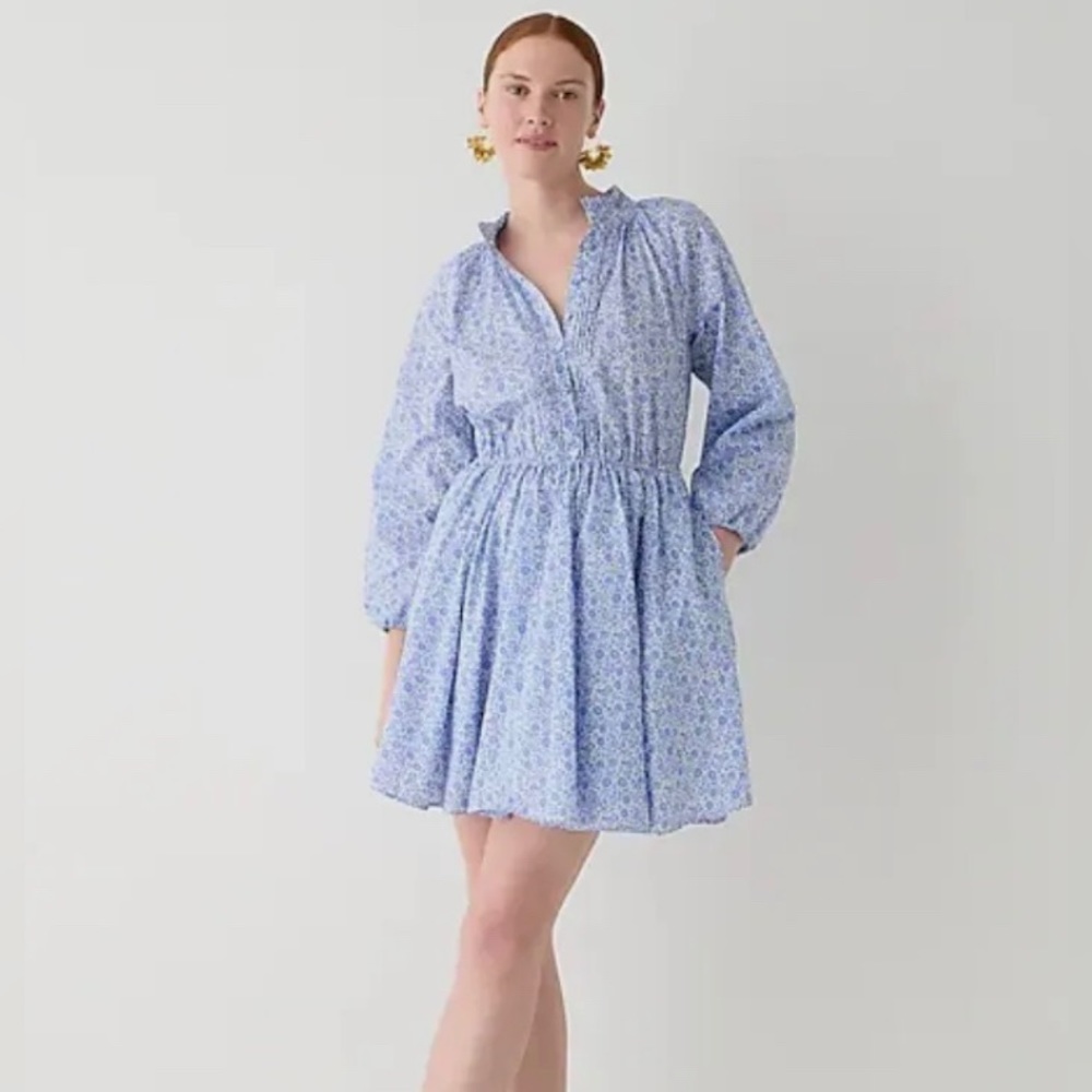 Jcrew Liberty of London Ruffle Collar Mini Dress